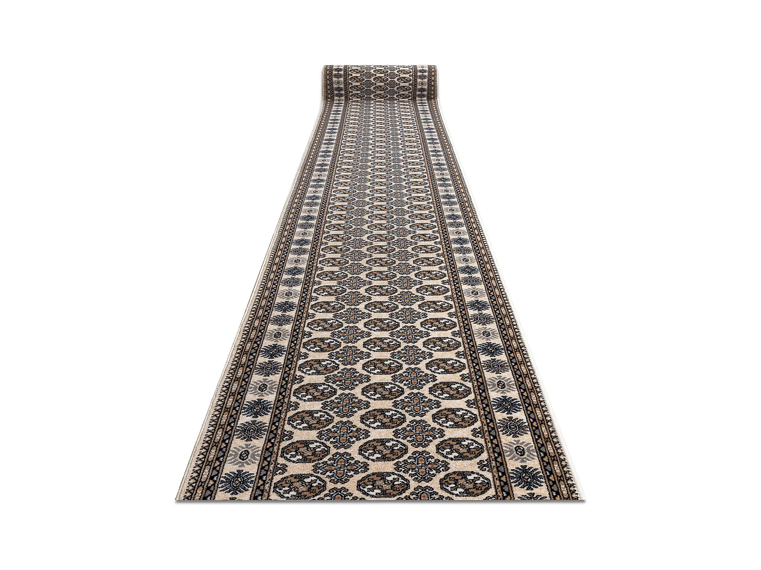 Tapis de course en laine NAIN Rosette 6177 51033 beige / bleu foncé 80x750 cm