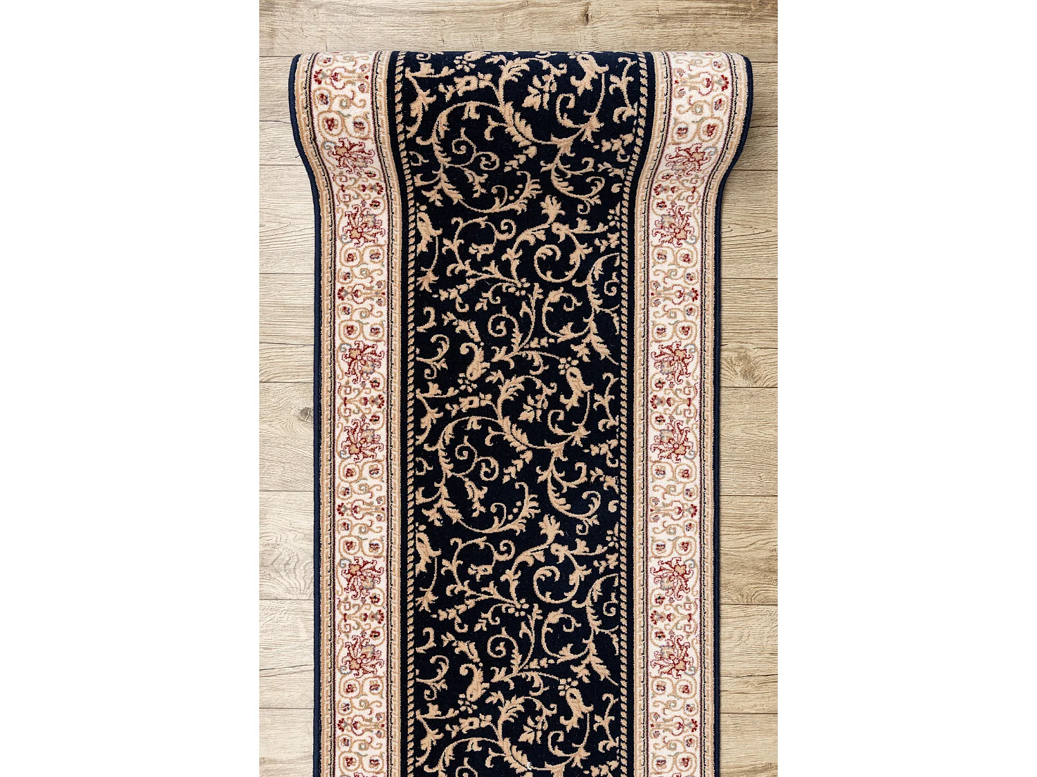 Tapis de course en laine NAIN Ornement 2904 51011 beige / bleu foncé 100x1100 cm