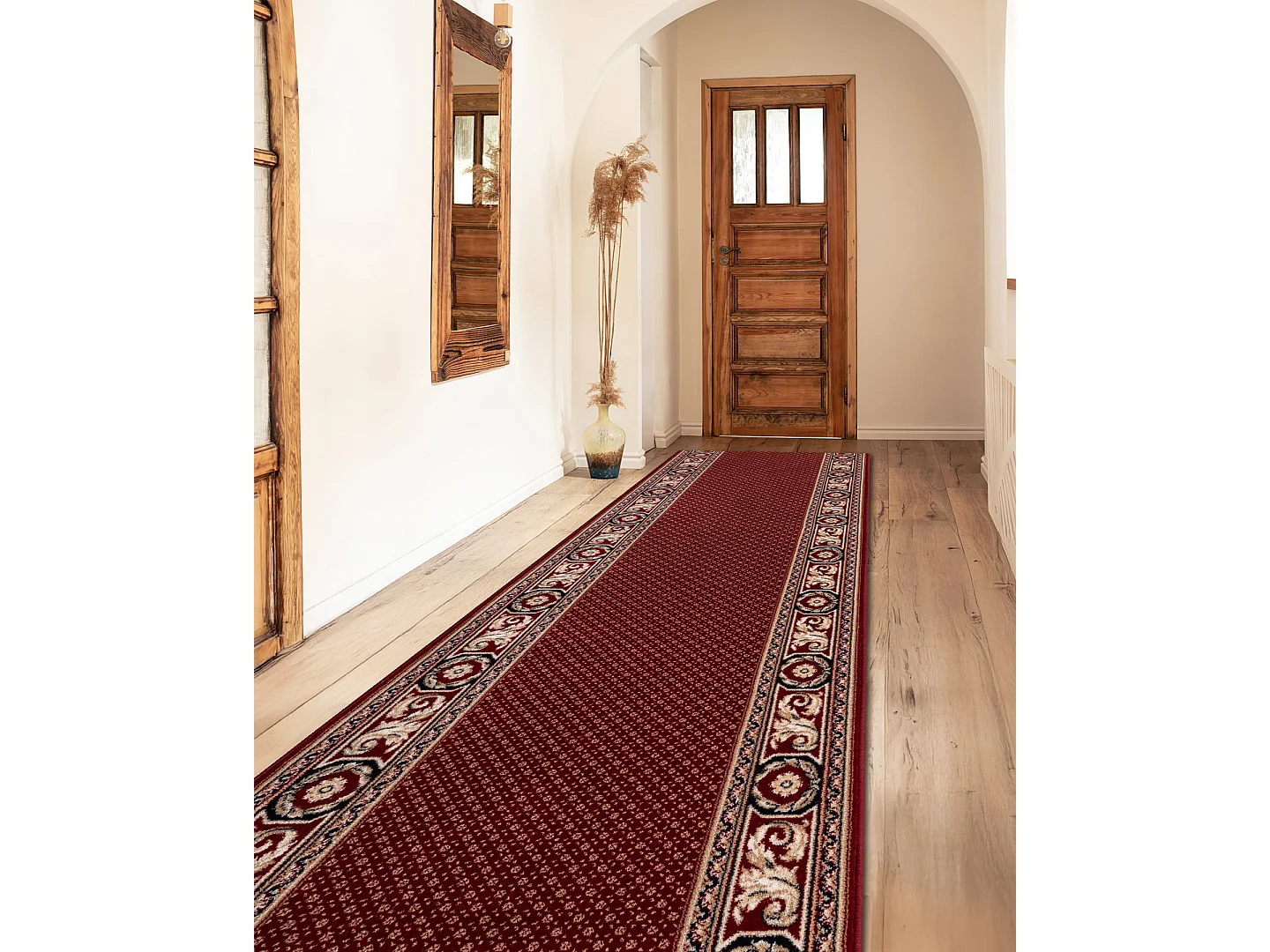 Tapis de course en laine NAIN Ornement 7500 51046 bordeaux / beige 80x500 cm