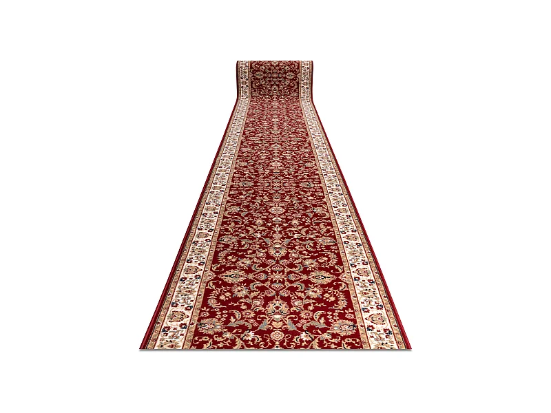 Tapis de course en laine NAIN Ornement, fleurs 144 51066 bordeaux / be 80x300 cm