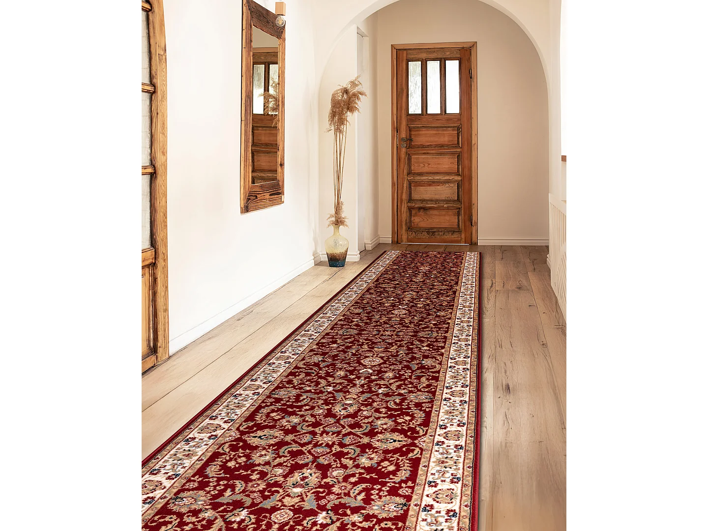 Tapis de course en laine NAIN Ornement, fleurs 144 51066 bordeaux / be 80x650 cm