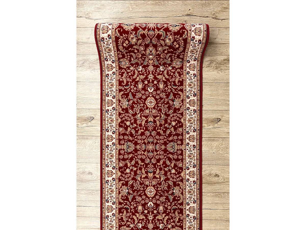 Tapis de course en laine NAIN Ornement, fleurs 144 51066 bordeaux / be 80x950 cm