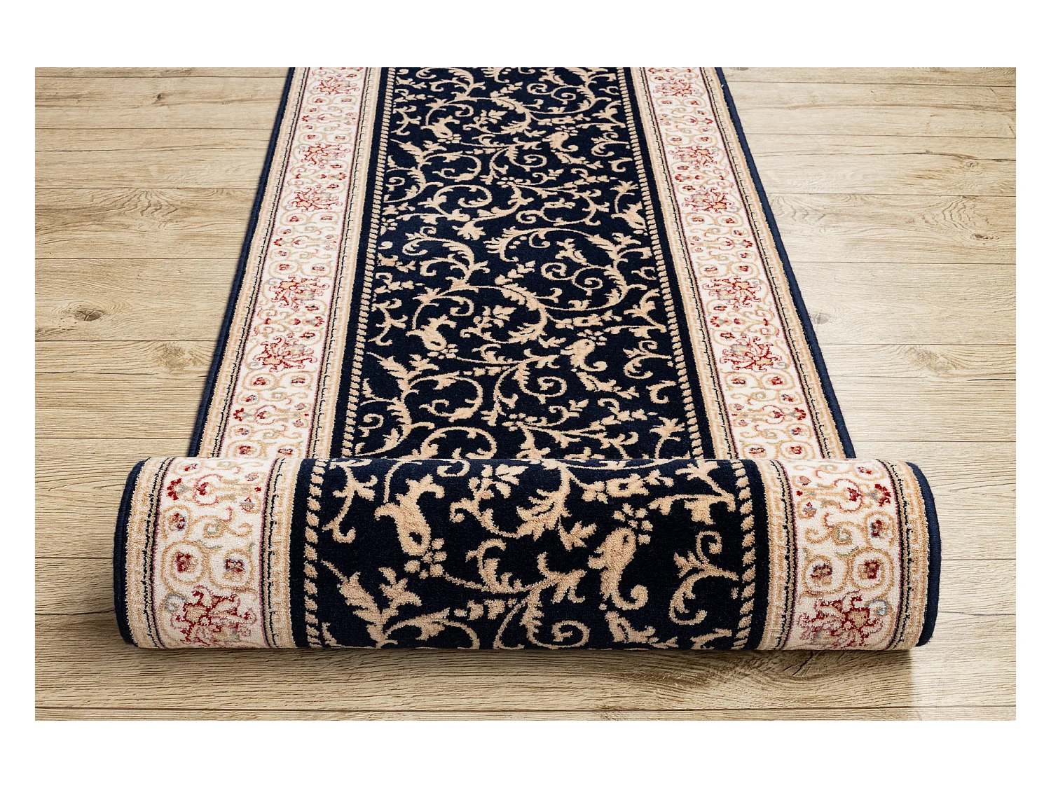 Chodnik NAIN wełniany Ornament 2904 51011 beż / granat 80cm 80x350 cm