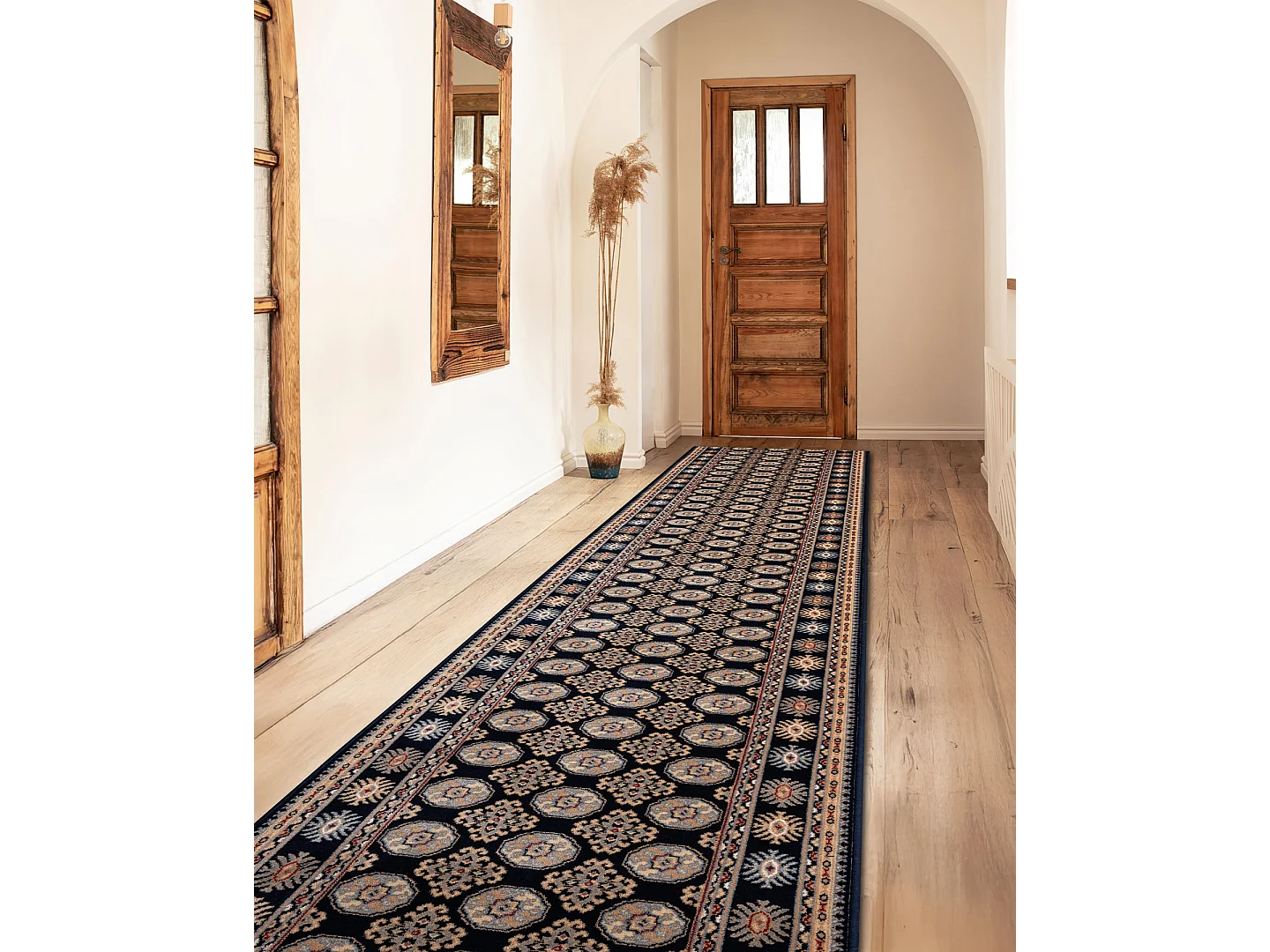 Corridore di lana NAIN Rosetta 6177 51011 blu scuro / beige 100x600 cm