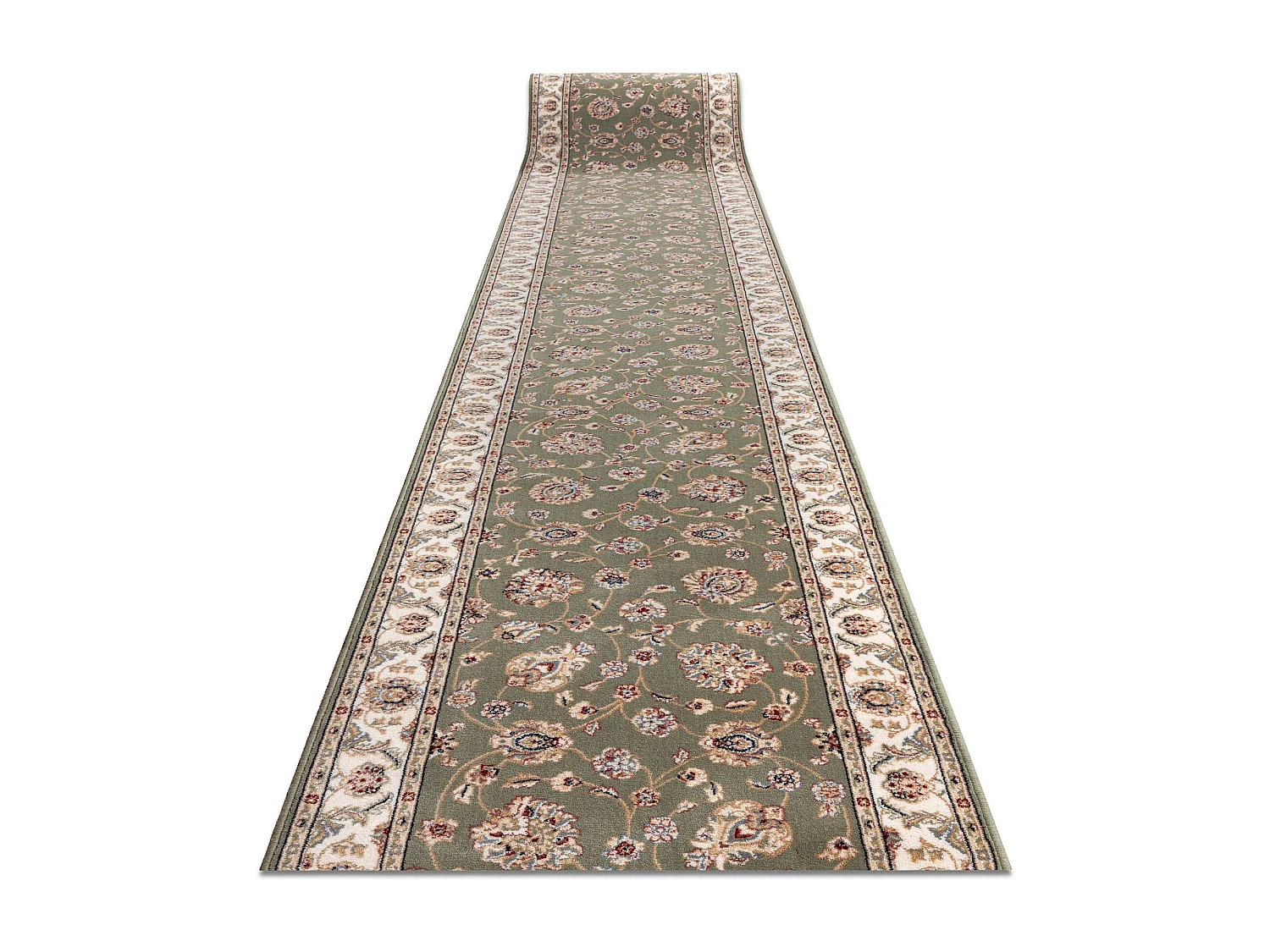 Tapis de course en laine NAIN Fleurs 7338 51088 vert / beige 100x1150 cm