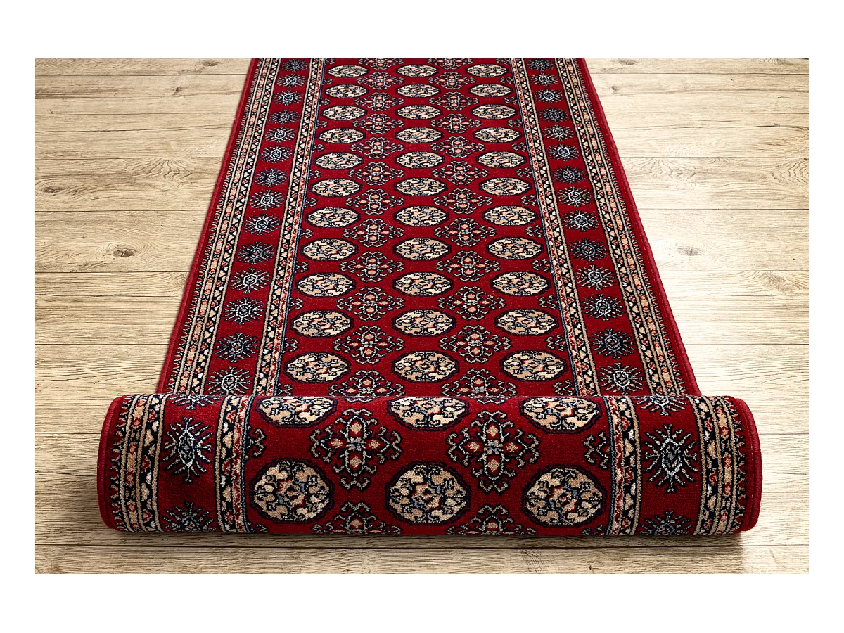 Tapis de course en laine NAIN Rosette 6177 51066 bordeaux / beige 80x600 cm