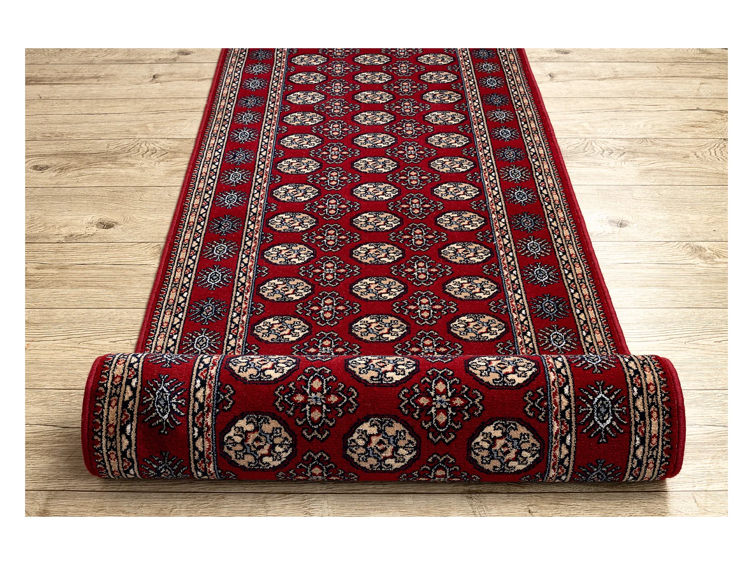 Tapis de course en laine NAIN Rosette 6177 51066 bordeaux / beige 80x800 cm