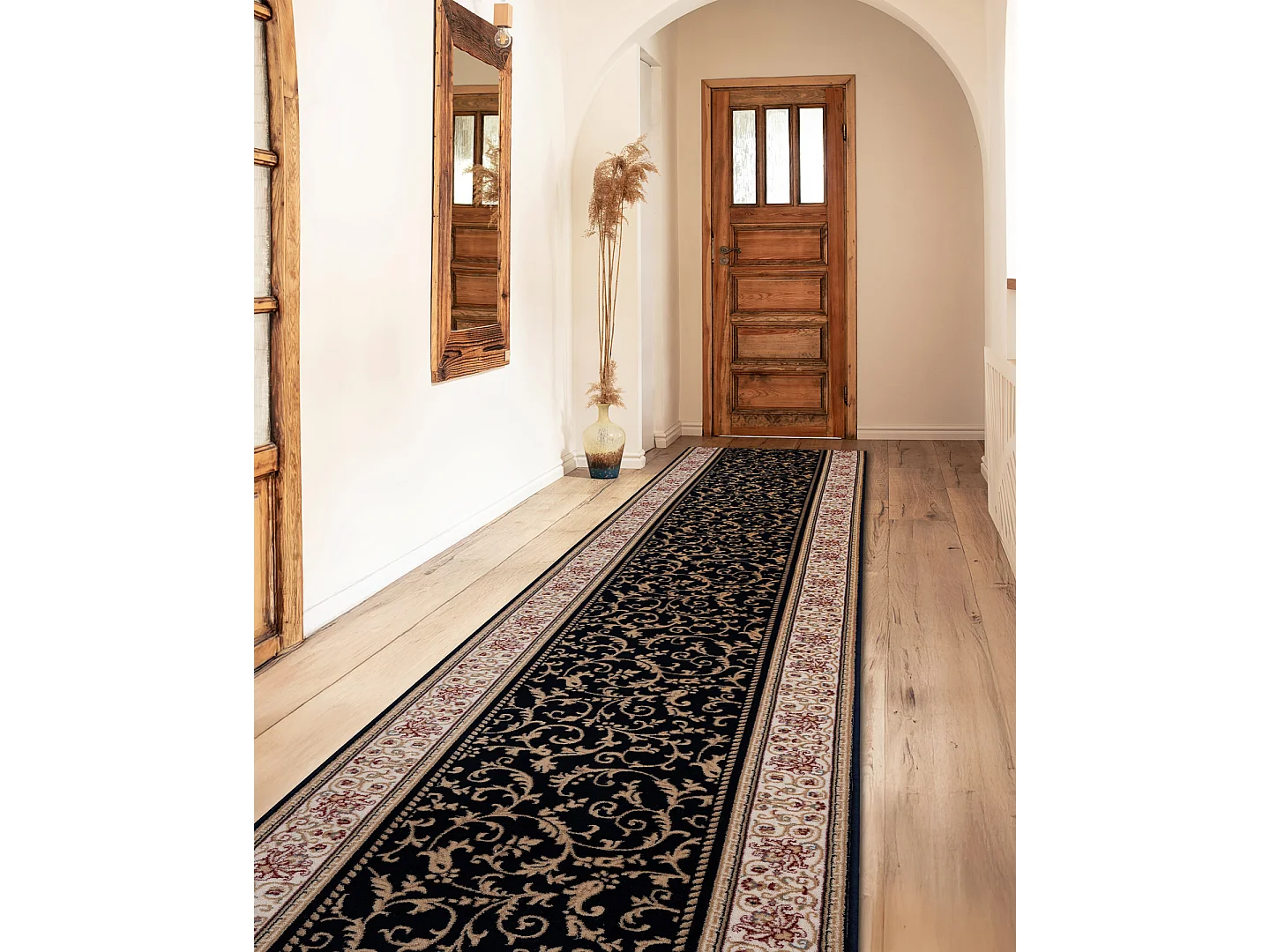 Tapis de course en laine NAIN Ornement 2904 51011 beige / bleu foncé 100x1150 cm