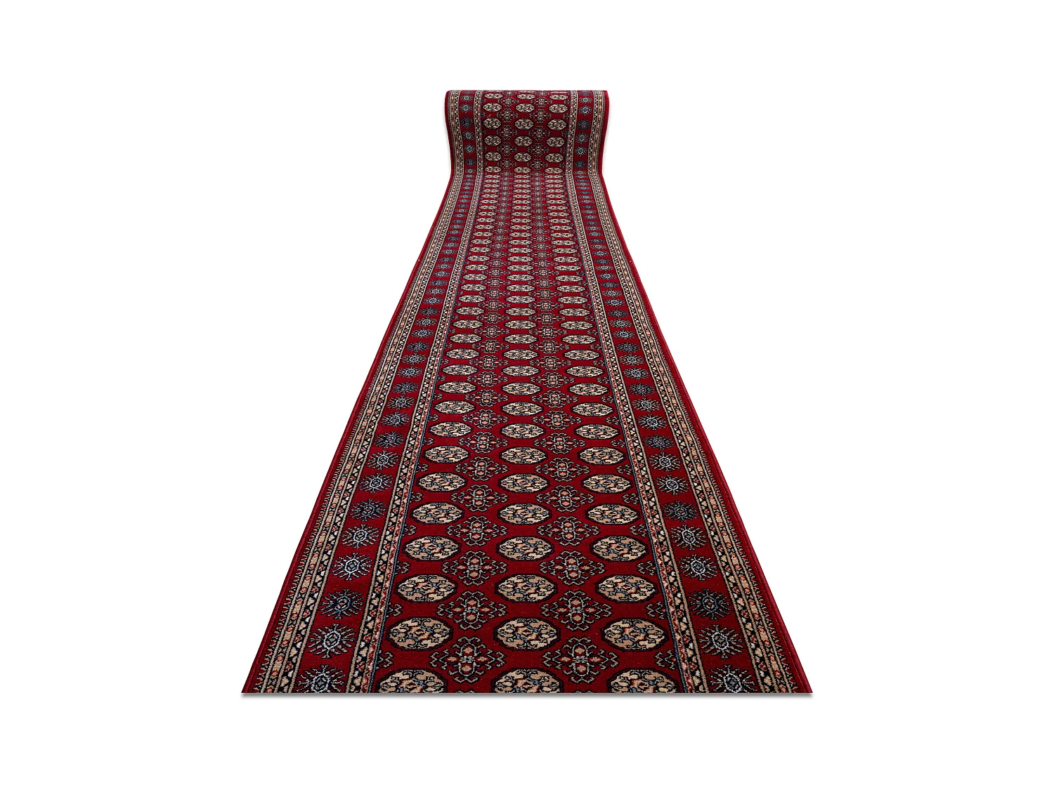 Tapis de course en laine NAIN Rosette 6177 51066 bordeaux / beige 80x1100 cm
