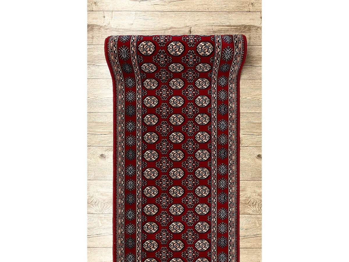 Tapis de course en laine NAIN Rosette 6177 51066 bordeaux / beige 80x900 cm