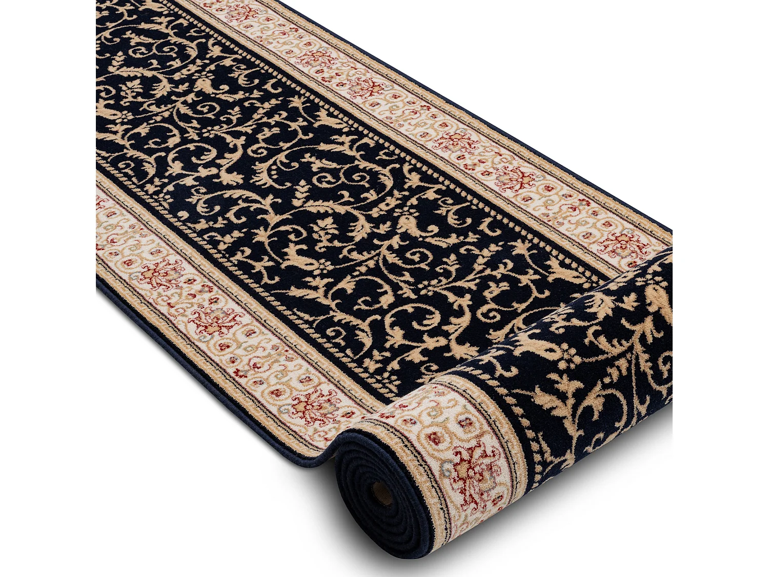 Tapis de course en laine NAIN Ornement 2904 51011 beige / bleu foncé 80x600 cm