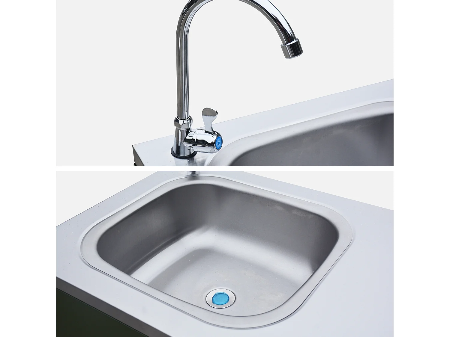 Cocina exterior de acero con lavabo, 120cm verde