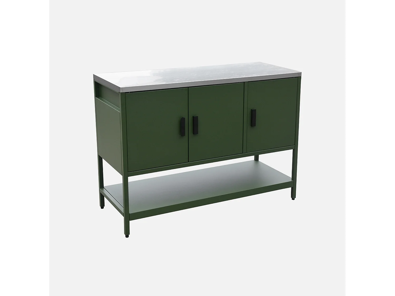 Cocina exterior de acero 3 puertas, 1 estante, 120cm verde