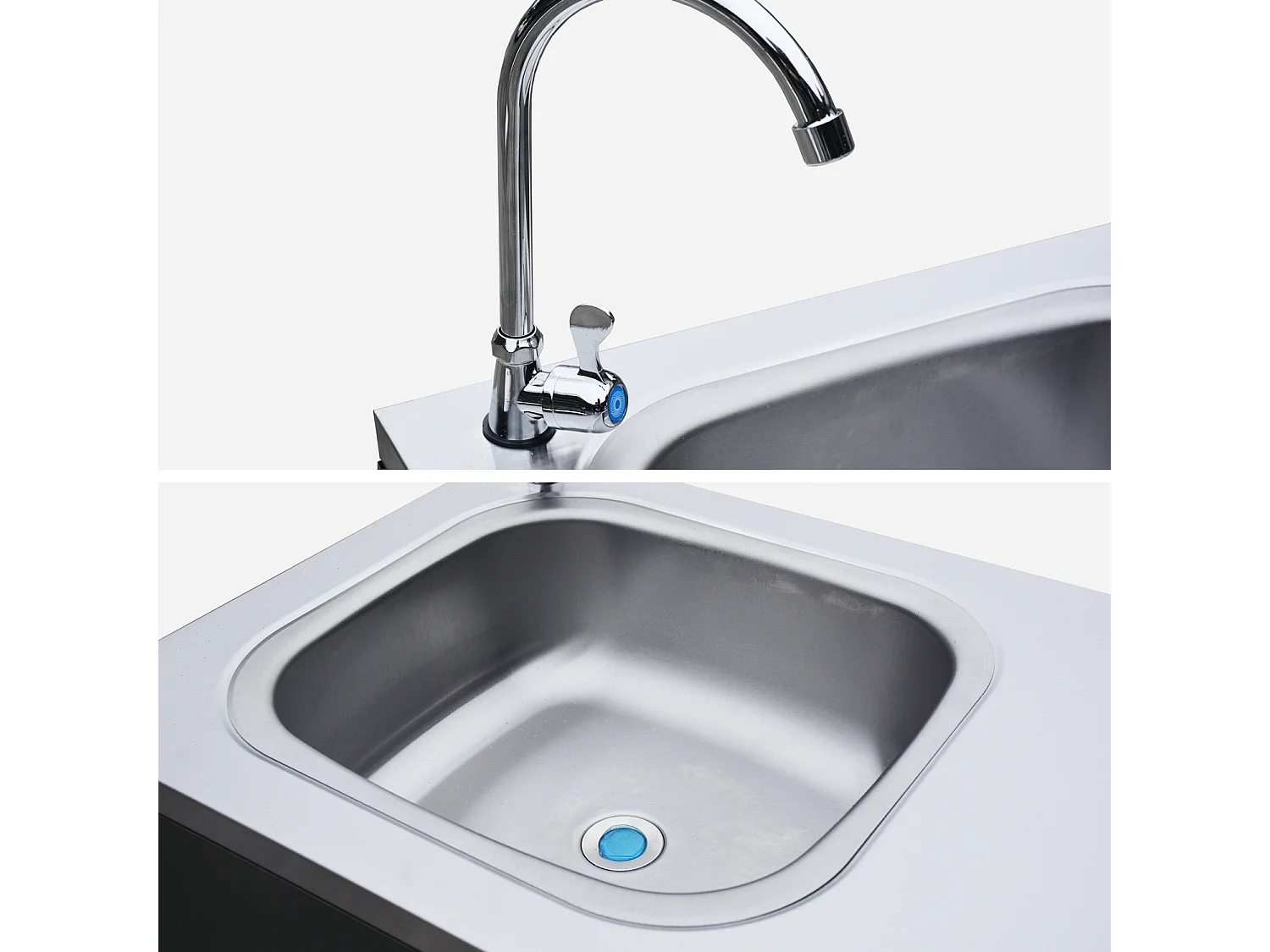 Cocina exterior de acero con lavabo, 120cm negro