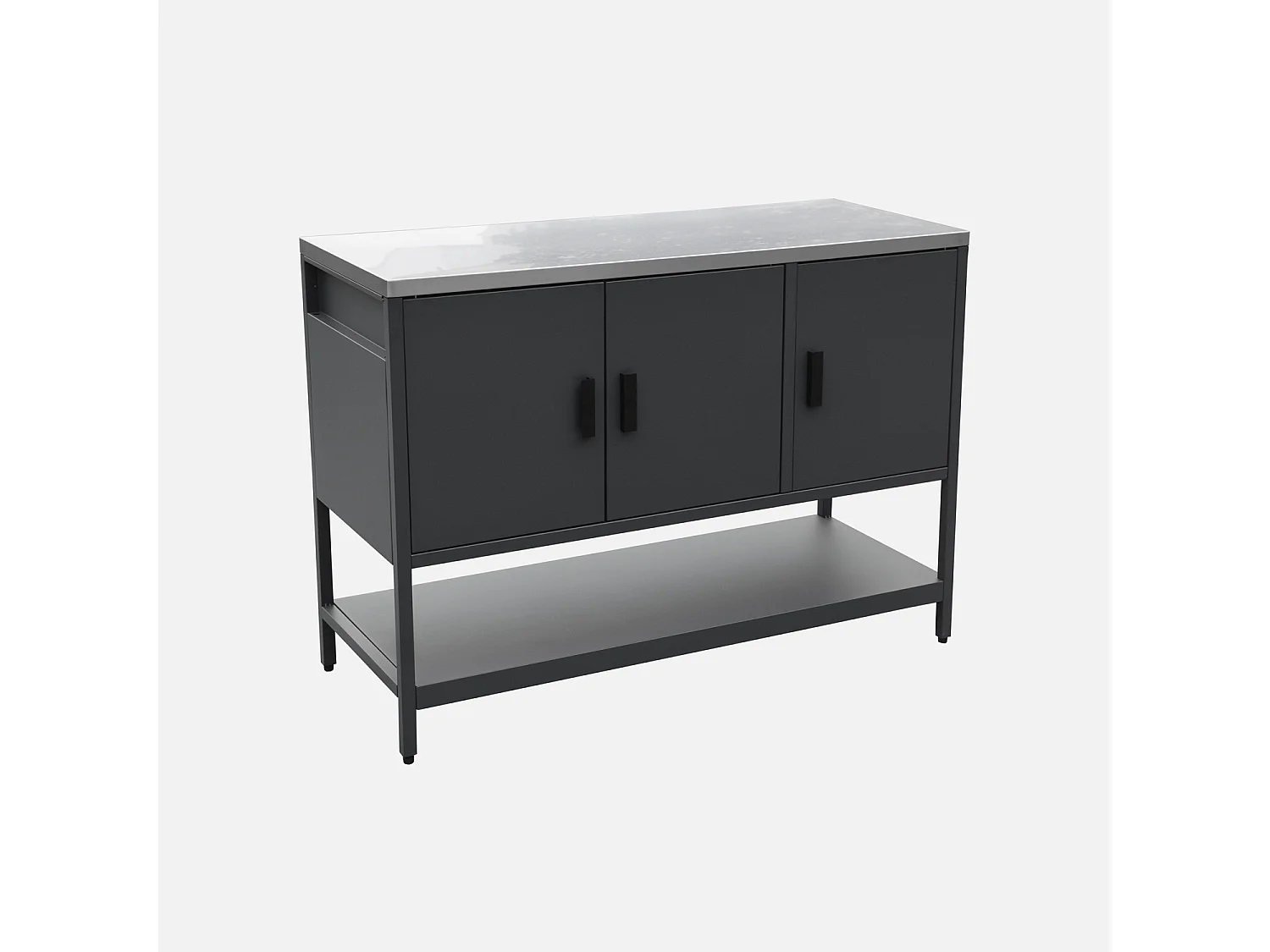 Cocina exterior de acero 3 puertas, 1 estante, 120cm negro