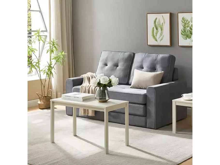 Table basse rectangulaire blanc cassé de 75 cm SELI