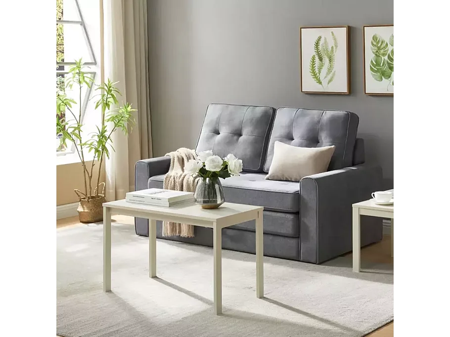 Table basse rectangulaire blanc cassé de 75 cm SELI