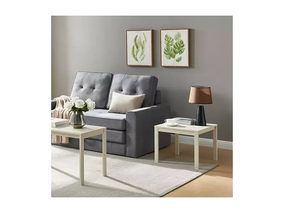 Table basse carrée blanc cassé de 50 cm SELI