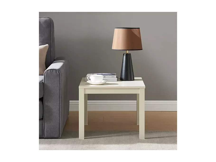 Table basse carrée blanc cassé de 50 cm SELI