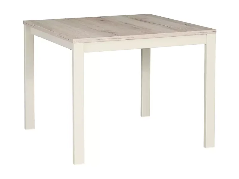Table basse carrée chêne et blanc cassé de 60 cm SELI