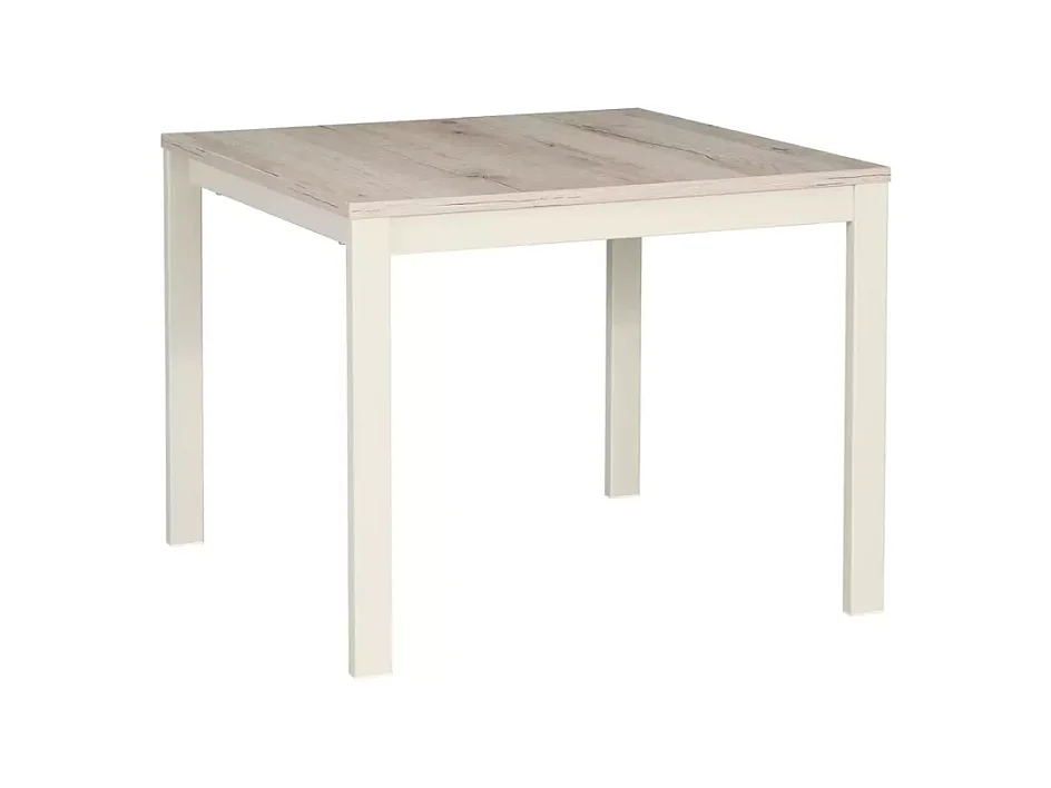 Table basse carrée chêne et blanc cassé de 60 cm SELI