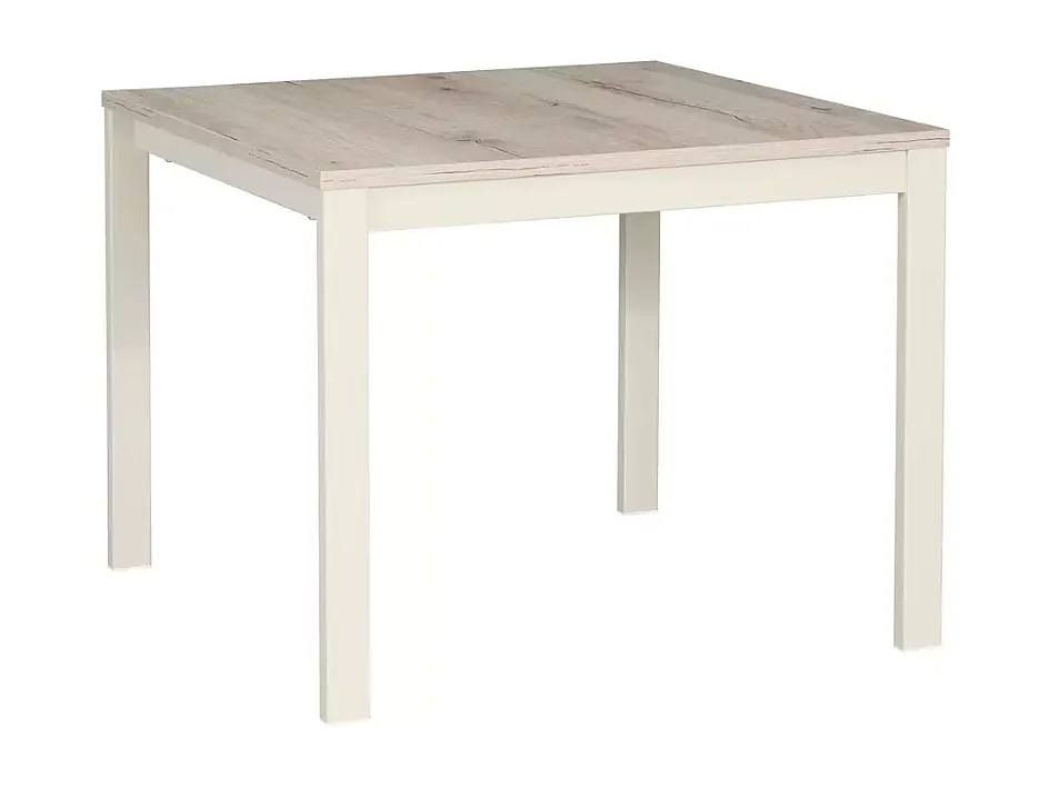 Table basse carrée chêne et blanc cassé de 60 cm SELI