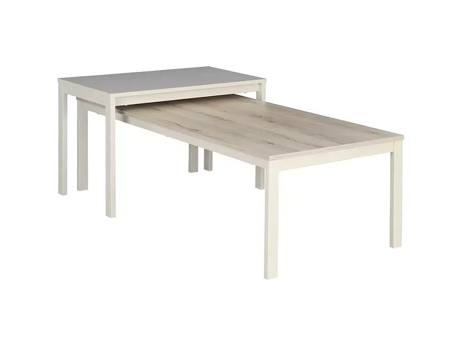 Table basse rectangulaire chêne et blanc cassé de 120 cm SELI