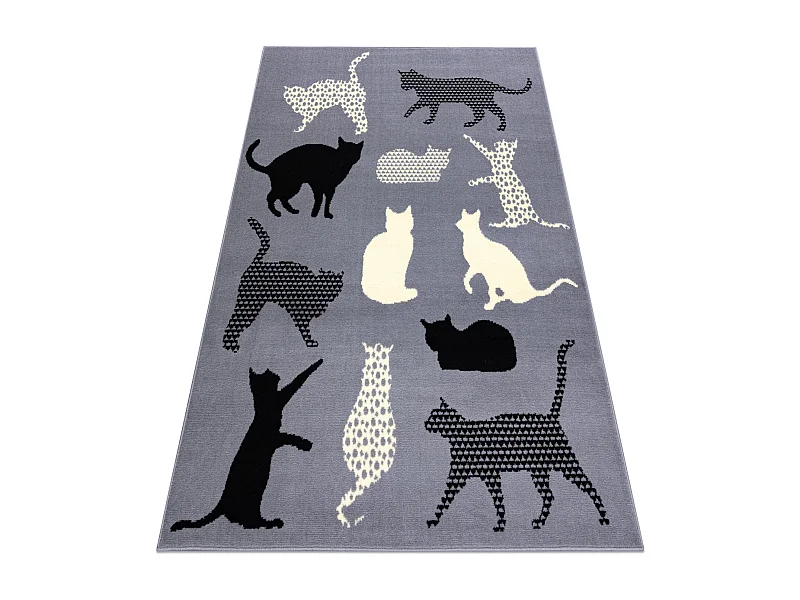 Tapete BCF FLASH Cats 3996 - Gatos, gatinhos cinzento 120x160 cm