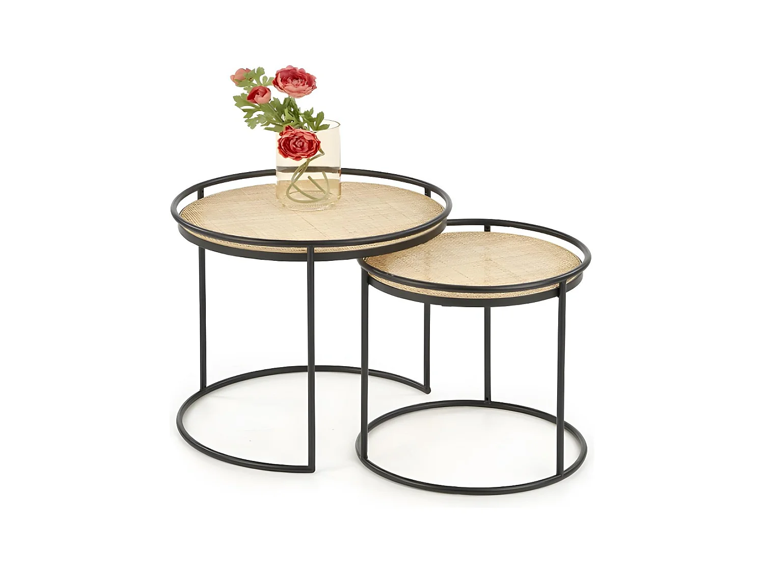 Tavolino da caffè Manado-Set/MDF/Metallo/Marrone&Nero