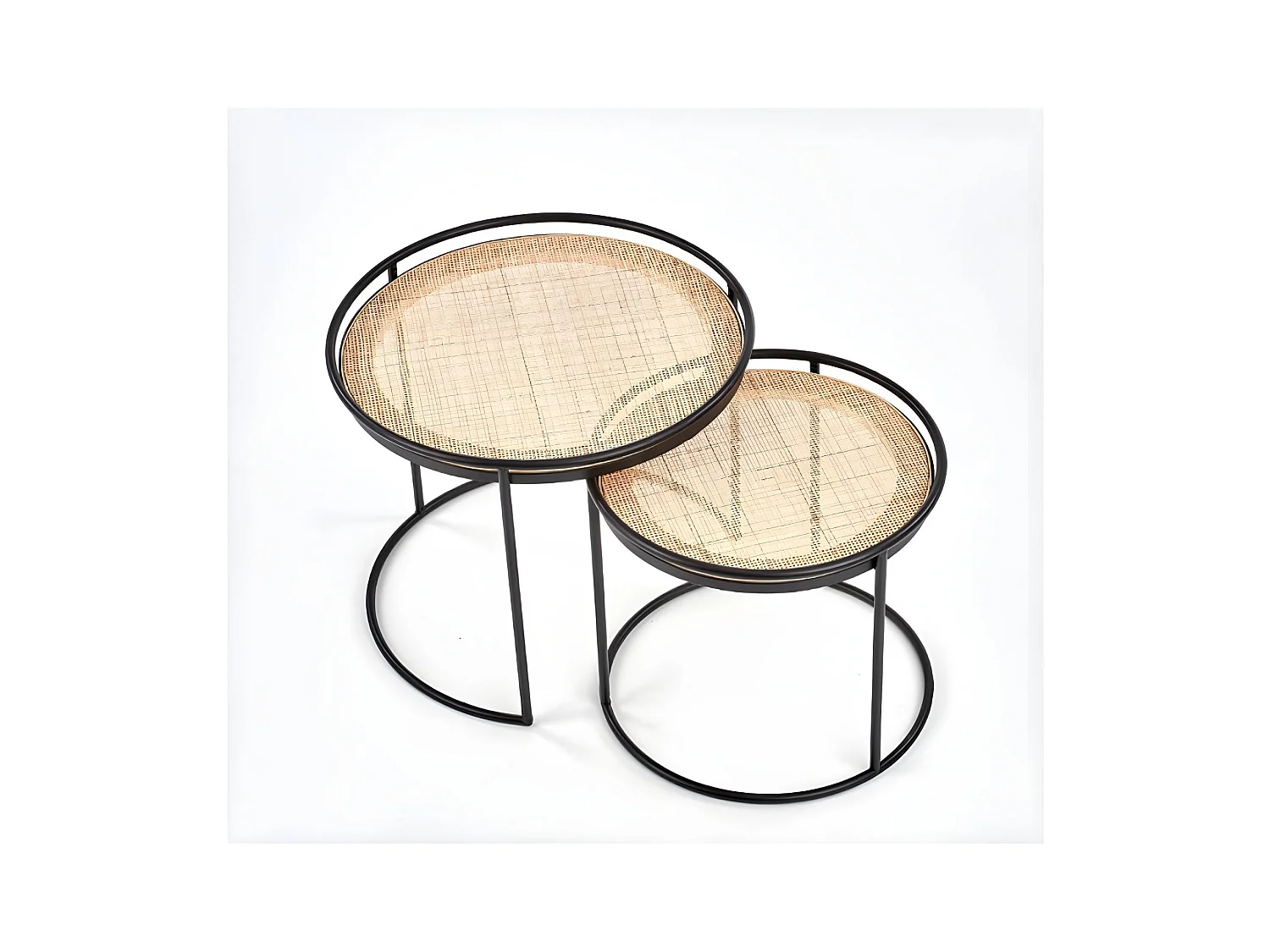 Tavolino da caffè Manado-Set/MDF/Metallo/Marrone&Nero