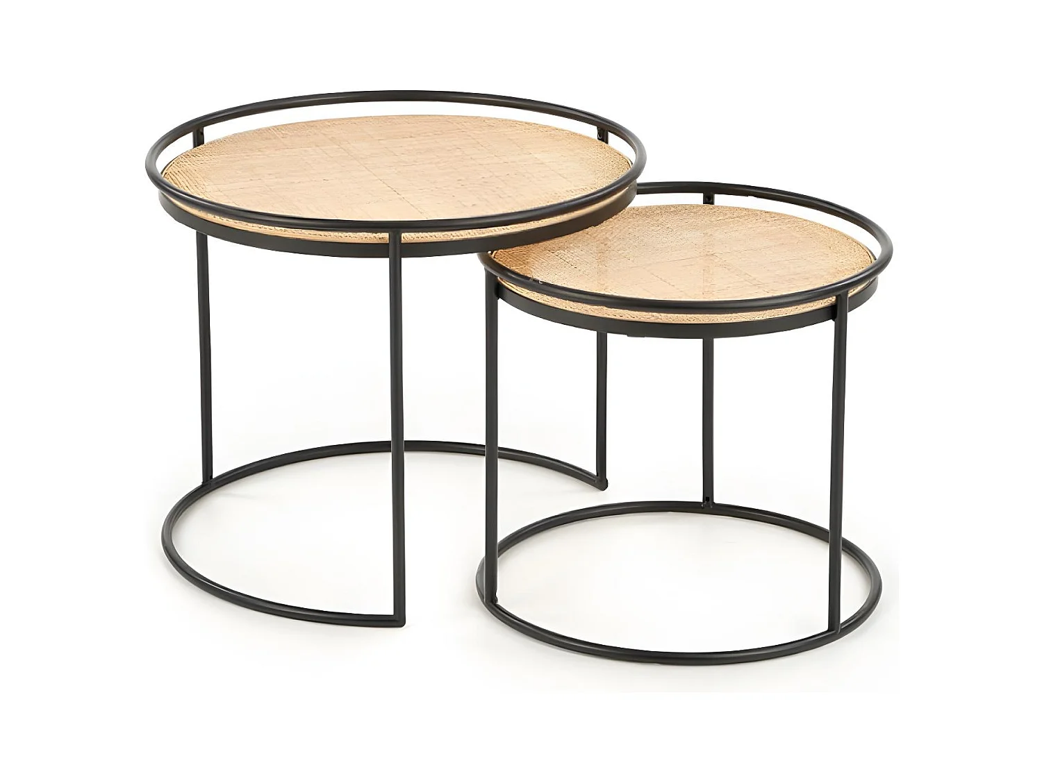 Tavolino da caffè Manado-Set/MDF/Metallo/Marrone&Nero