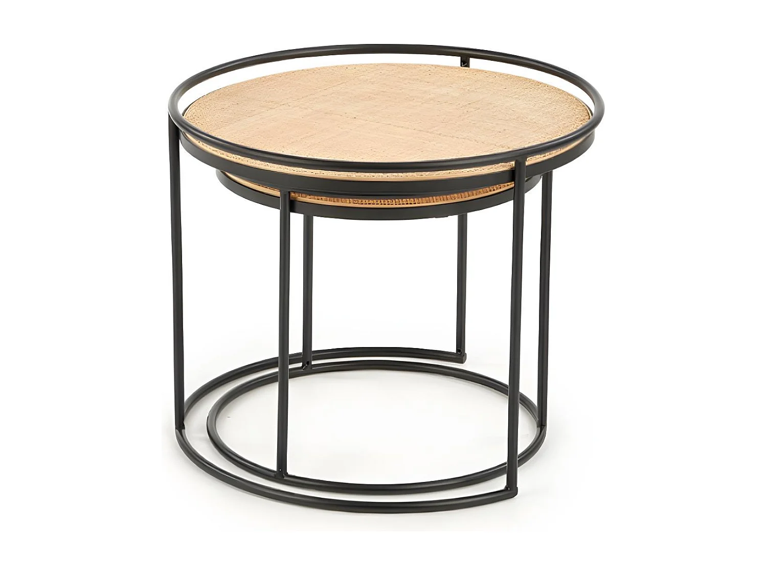 Tavolino da caffè Manado-Set/MDF/Metallo/Marrone&Nero