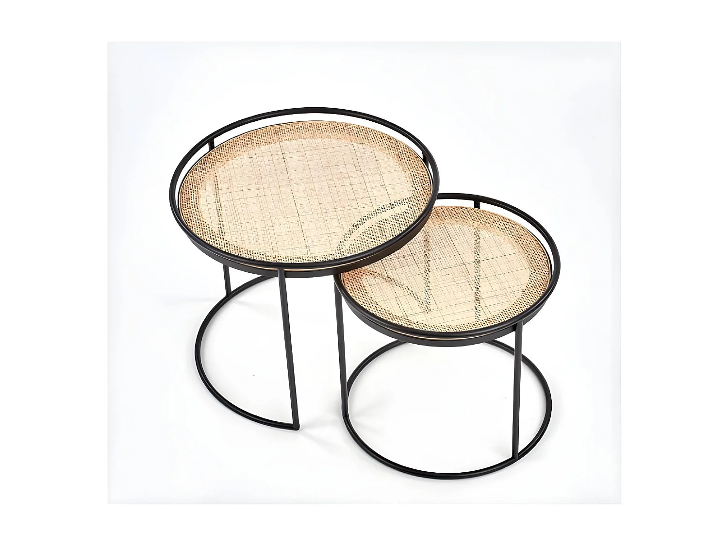 Tavolino da caffè Manado-Set/MDF/Metallo/Marrone&Nero