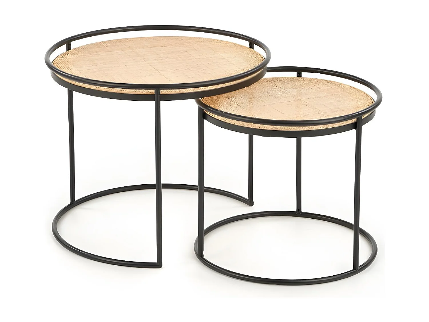 Tavolino da caffè Manado-Set/MDF/Metallo/Marrone&Nero