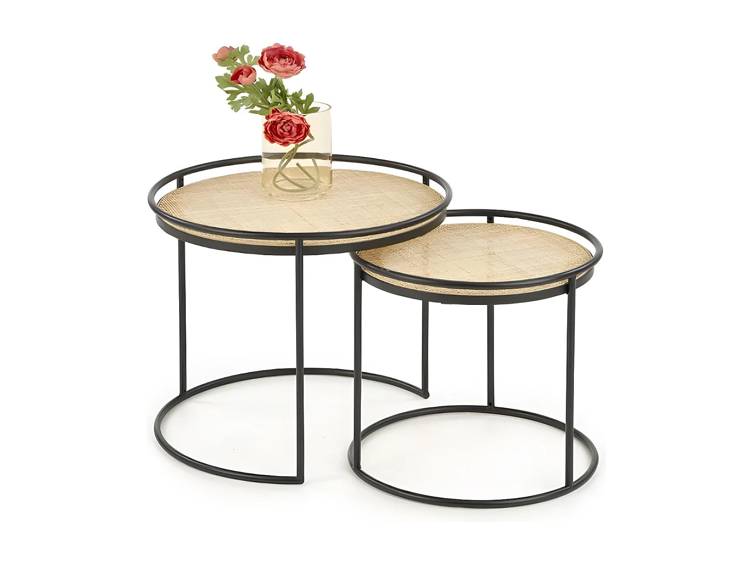 Tavolino da caffè Manado-Set/MDF/Metallo/Marrone&Nero