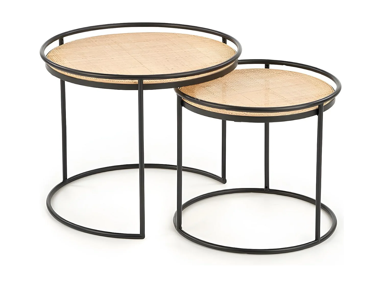 Tavolino da caffè Manado-Set/MDF/Metallo/Marrone&Nero