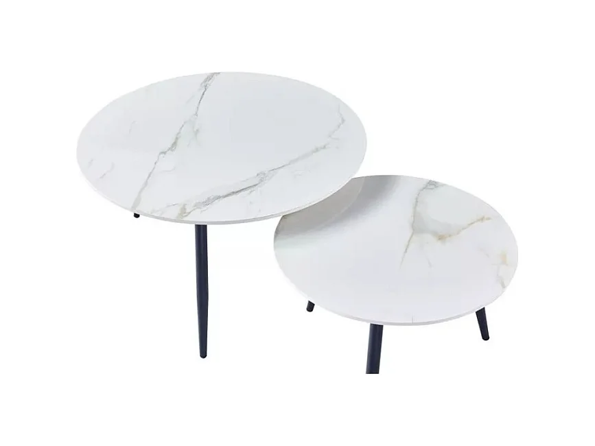 Tavolino Gemini-Set/MDF/Metallo/Bianco