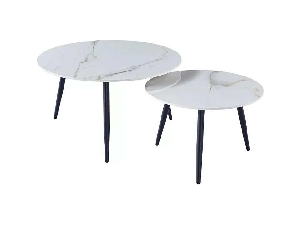 Tavolino Gemini-Set/MDF/Metallo/Bianco