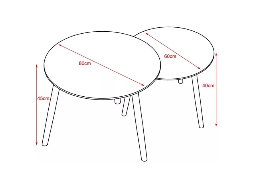 Tavolino Gemini-Set/MDF/Metallo/Bianco