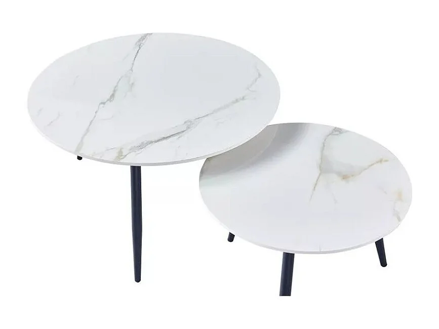 Tavolino Gemini-Set/MDF/Metallo/Bianco