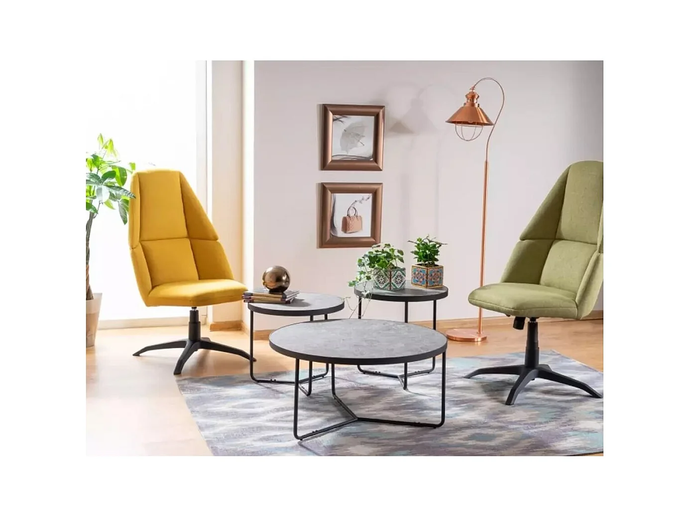 Tavolino Demeter-Set/MDF/Metallo/Grigio