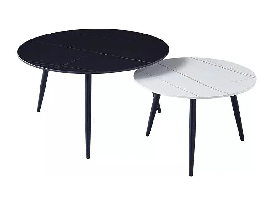 Tavolino Gemini-Set/MDF/Metallo/Bianco&Nero