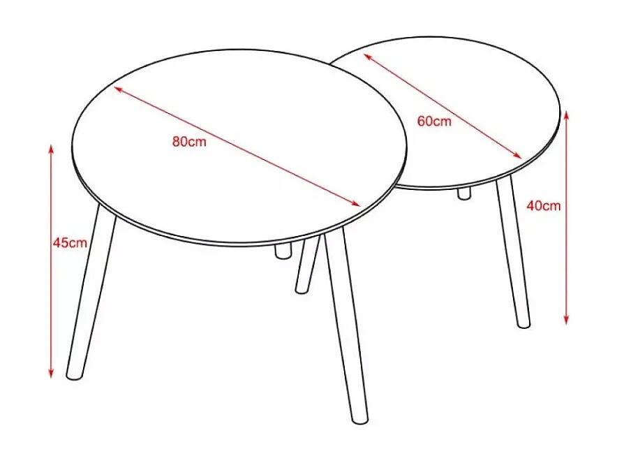 Tavolino Gemini-Set/MDF/Metallo/Bianco&Nero