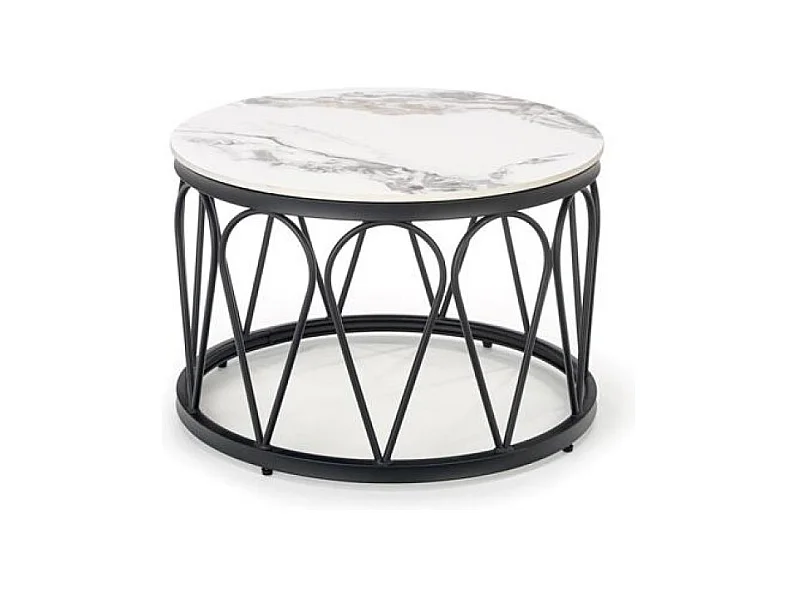 Tavolino Formosa-Set/MDF/Metallo/Bianco e Nero