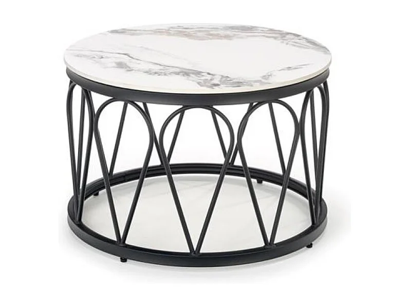 Tavolino Formosa-Set/MDF/Metallo/Bianco e Nero