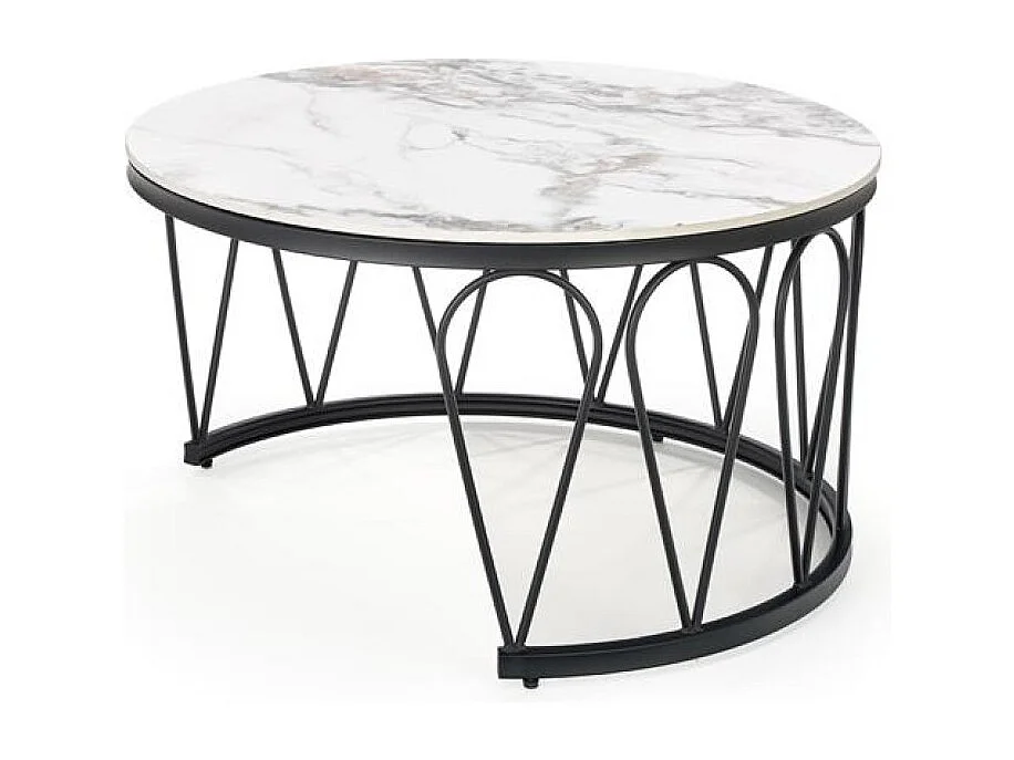 Tavolino Formosa-Set/MDF/Metallo/Bianco e Nero