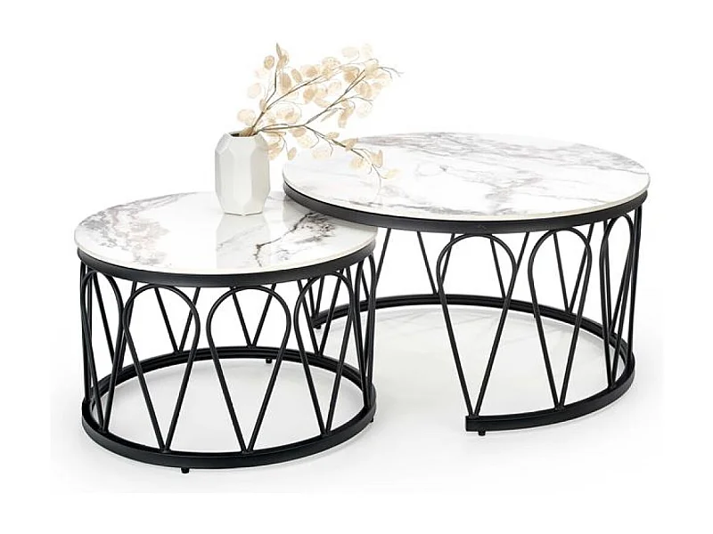 Couchtisch Formosa-Set/MDF/Metall/Weiß&Schwarz