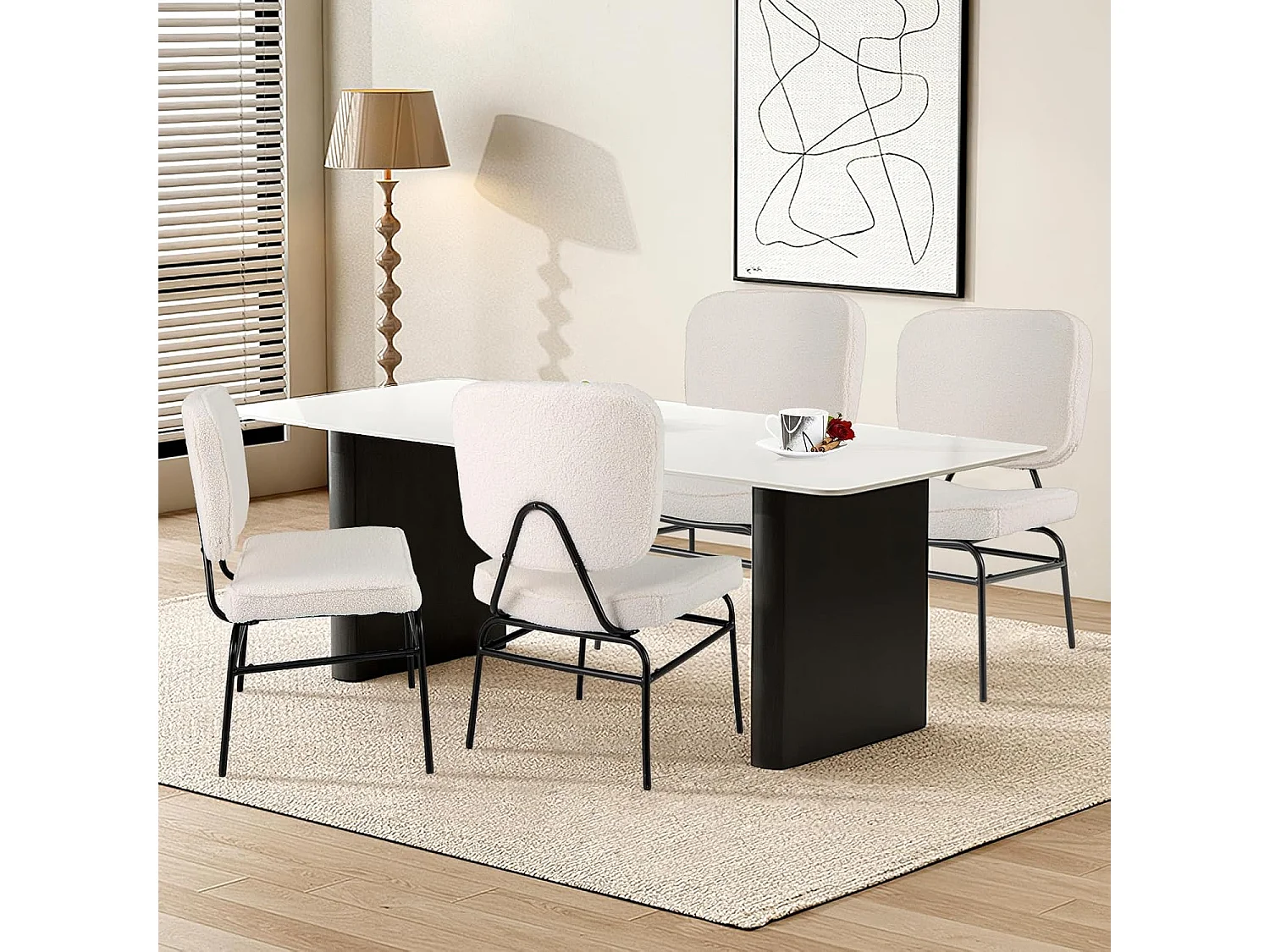 Eetkamerstoel, sherpa-keukenstoel met gebogen zitting en rugleuning, gestoffeerde stoel, belastbaar tot 150 kg, woonkamerstoel voor eetkamer,slaapkamer TH32829