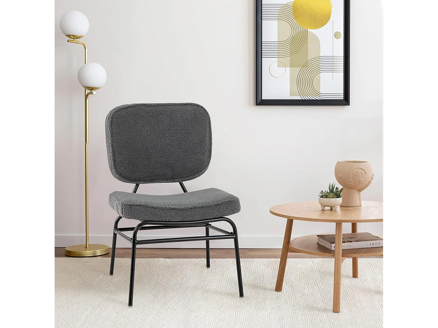 Eetkamerstoel, sherpa-keukenstoel met gebogen zitting en rugleuning, gestoffeerde stoel, belastbaar tot 150 kg, woonkamerstoel voor eetkamer,slaapkamerTH32829