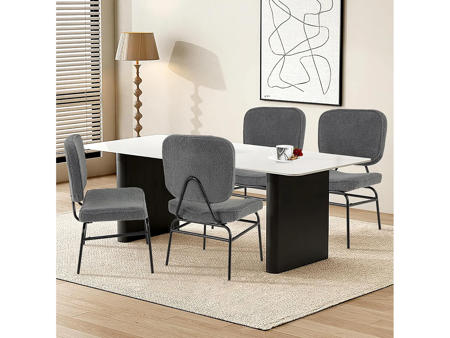 Eetkamerstoel, sherpa-keukenstoel met gebogen zitting en rugleuning, gestoffeerde stoel, belastbaar tot 150 kg, woonkamerstoel voor eetkamer,slaapkamerTH32829